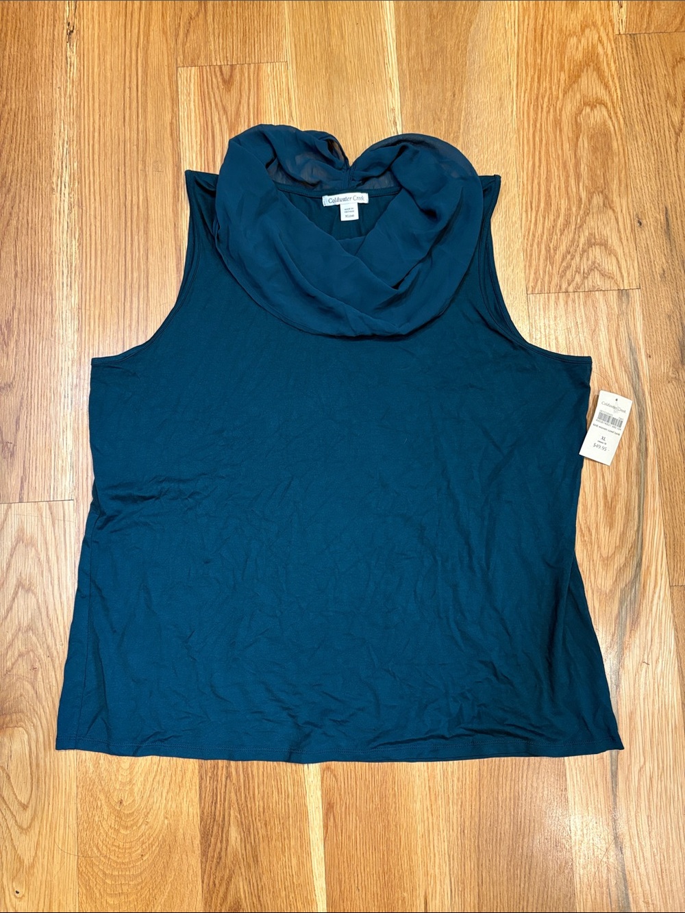 NWT Coldwater Creek Knit Woven Cowl Tank, Size XL